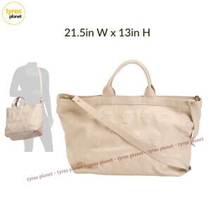 NWT IO PELLE Iopelle Italia Skull Embossed Extra Large Shoulder Tote Bag Latte